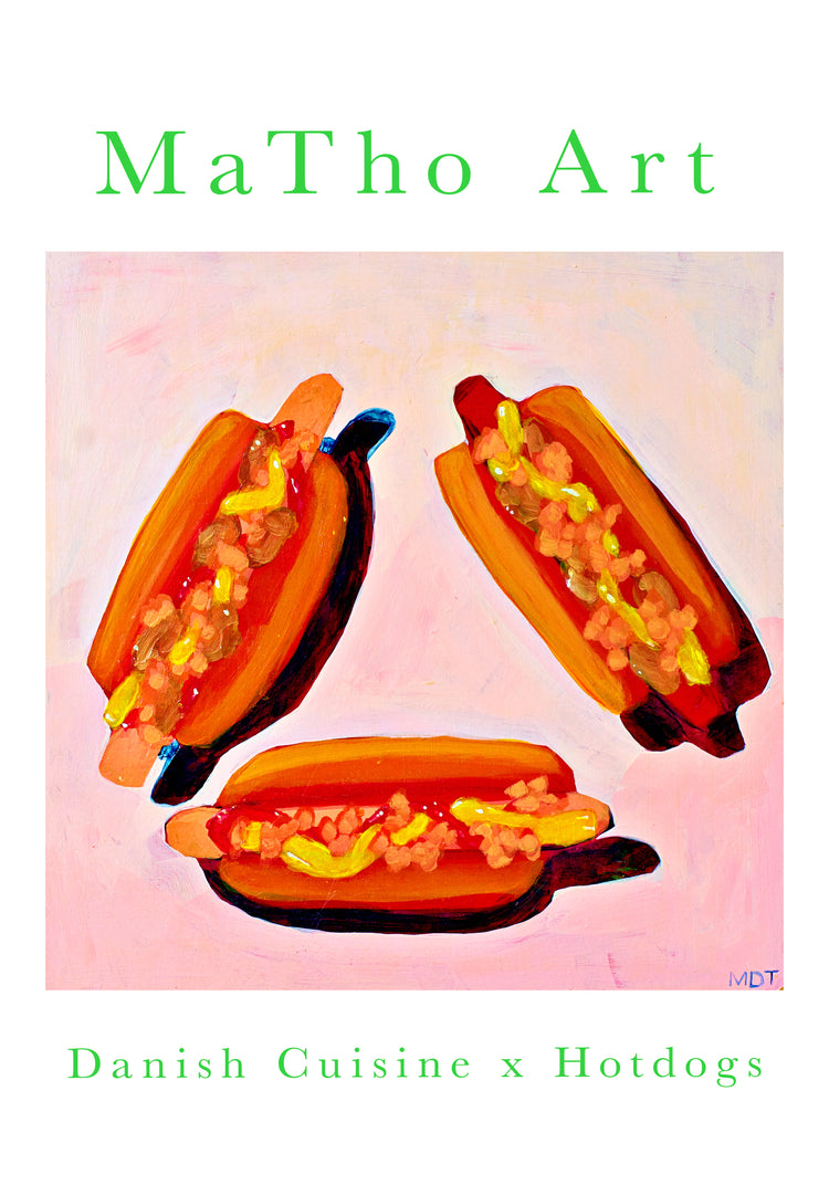 Poster with danish hotdogs