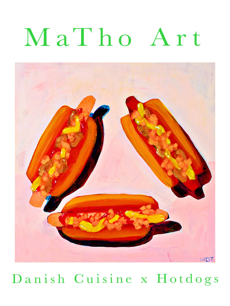 Poster with danish hotdogs