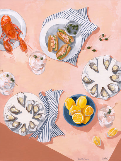 Poster with seafood and martinis