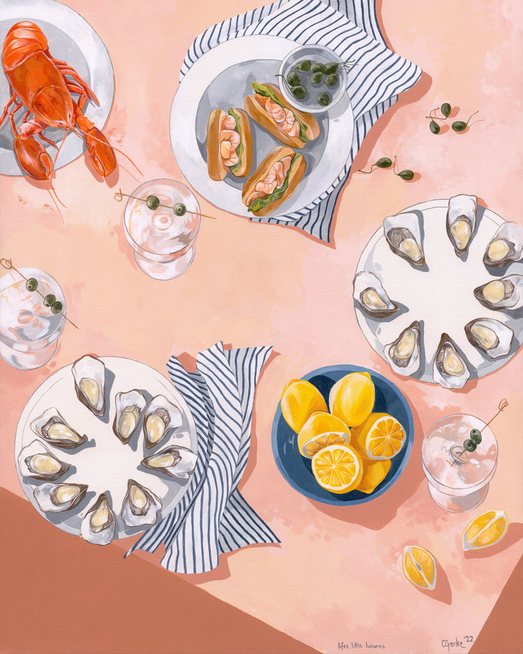 Poster with seafood and martinis