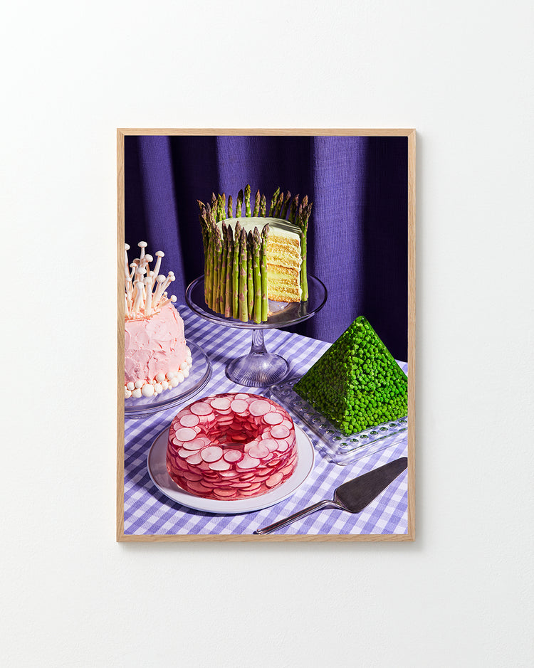 Poster "Dessert Group" in a oka frame against a white background
