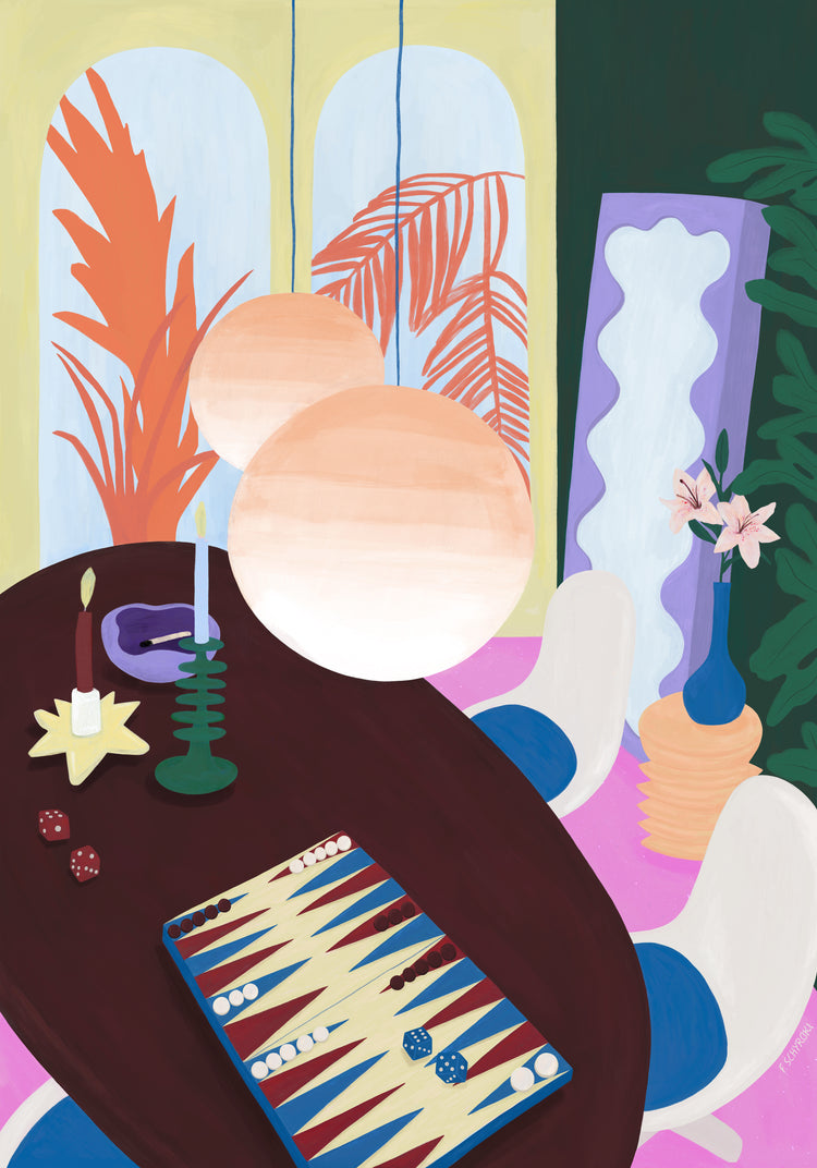 Living Room Backgammon Poster