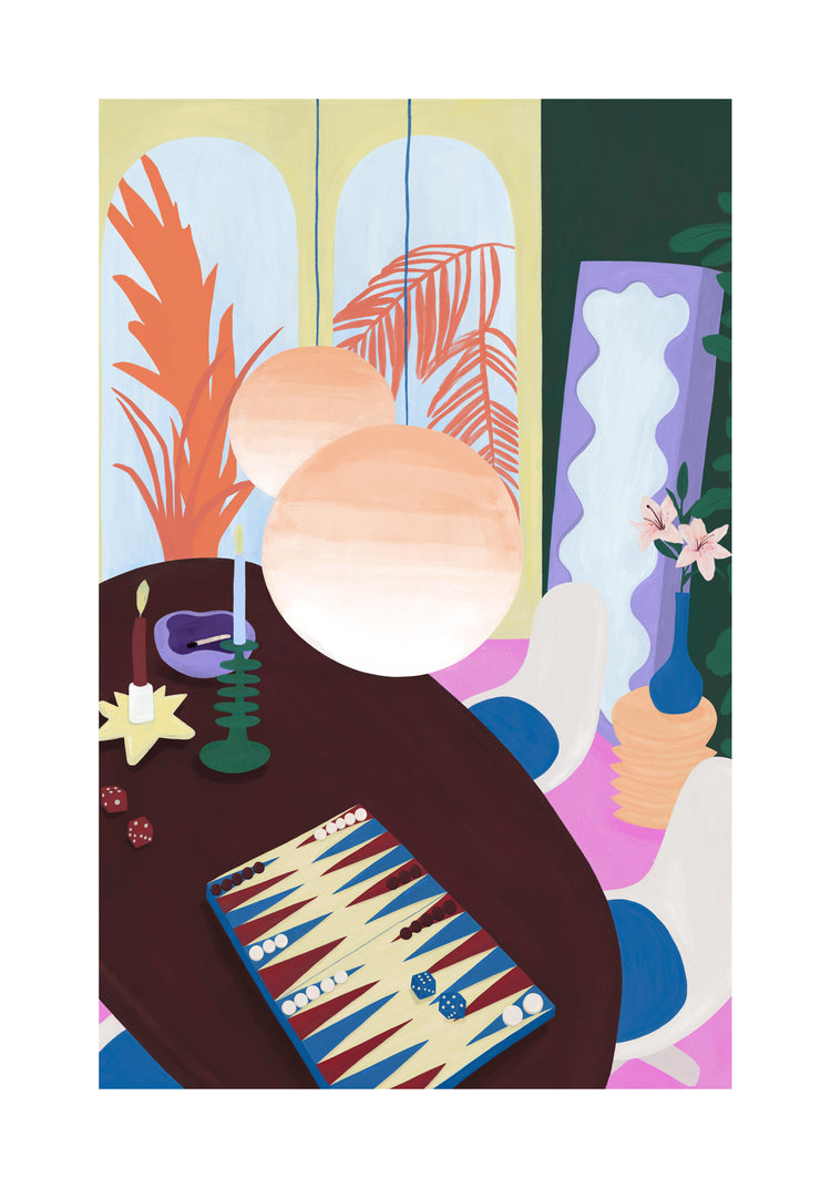 Living Room Backgammon Poster
