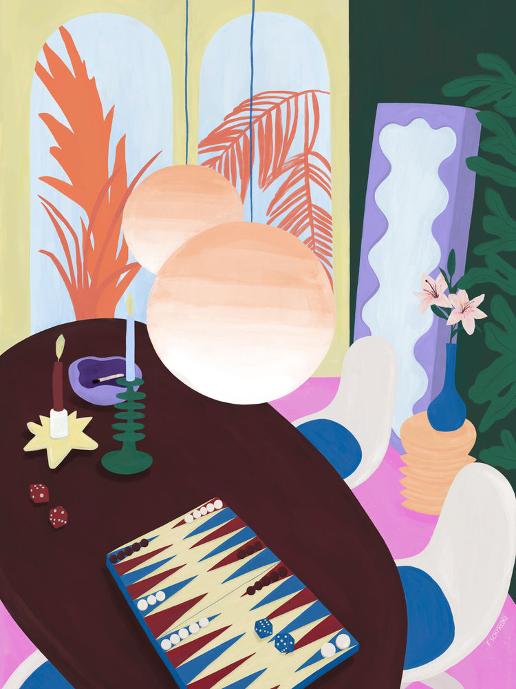Living Room Backgammon Poster