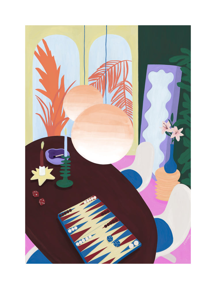 Living Room Backgammon Poster