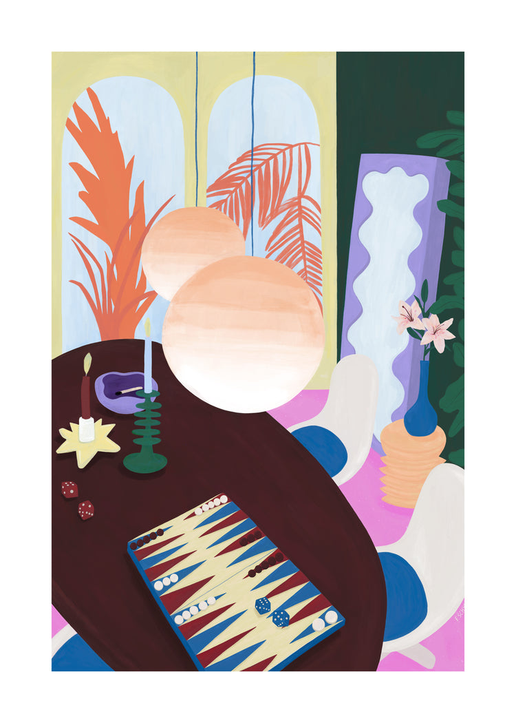 Living Room Backgammon Poster