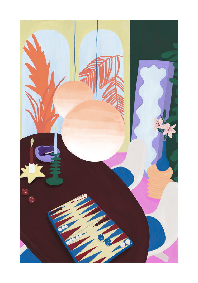 Living Room Backgammon Poster