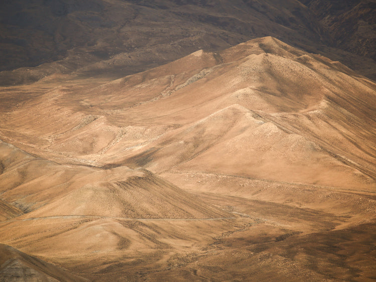 Mountain scenery in looking like the pyramids of Giza.