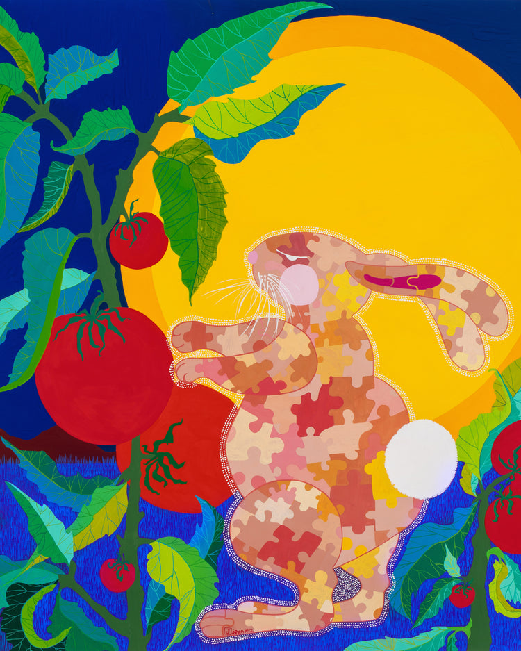 Jigsaw Rabbit in Tomato Patch Poster
