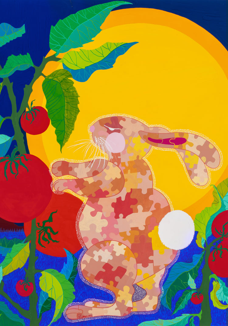 Jigsaw Rabbit in Tomato Patch Poster