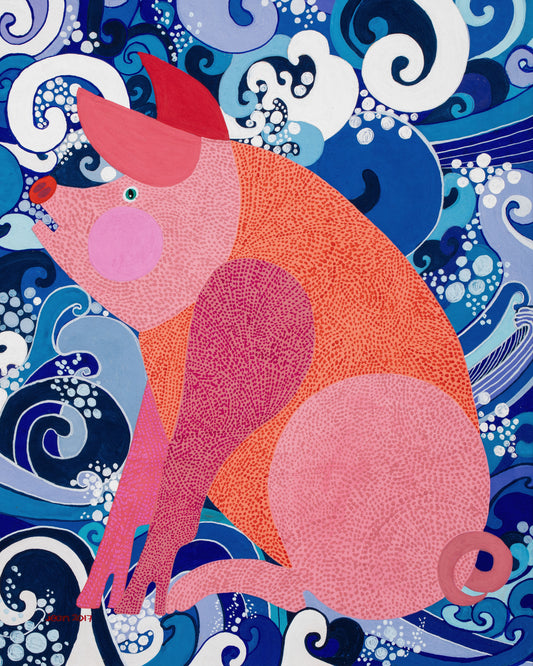 Pig Among the Waves Poster