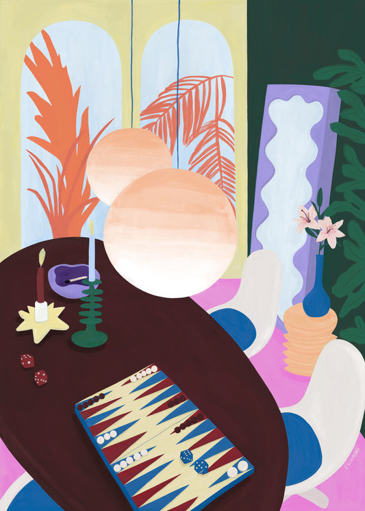 Living Room Backgammon Poster