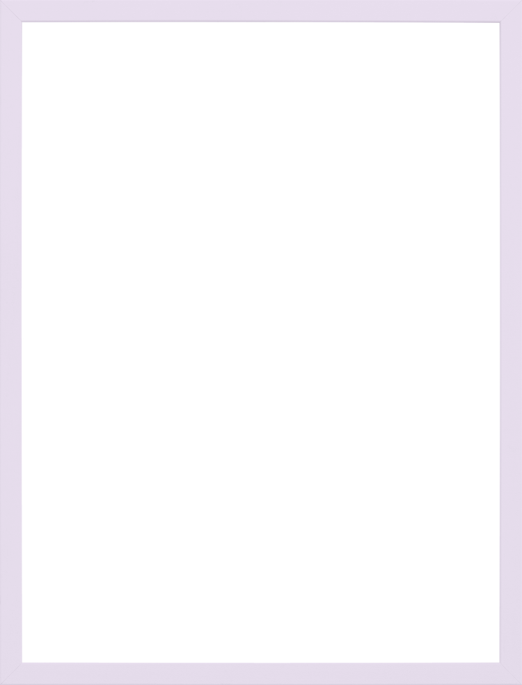 Framed in pastel purple, a black silhouette is set against a black background, intensifying its mystery while the wooden frame adds stylish color and elegance.