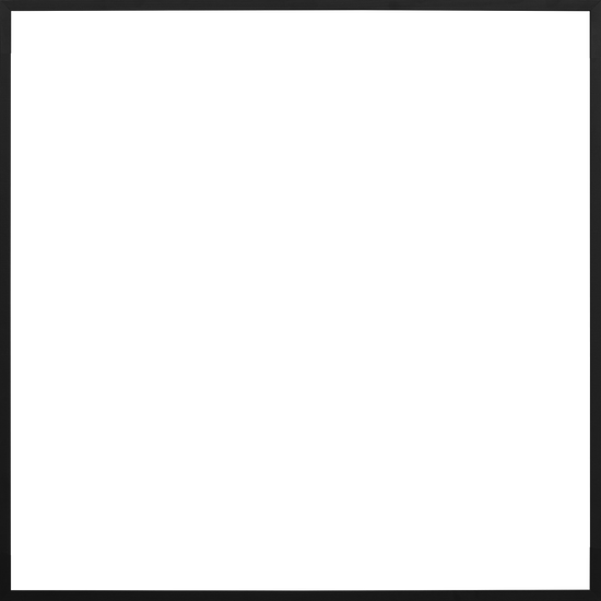 A pure black square design encased in a sleek, traditional black wooden frame, named Frame Black.