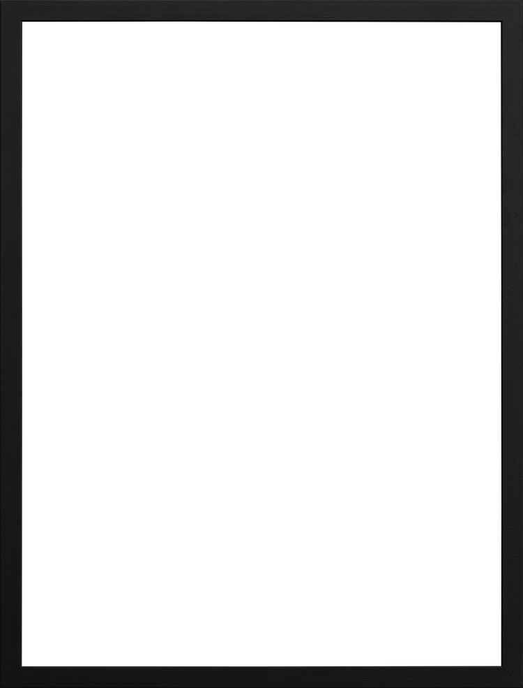 The Frame Black is a classic wooden frame with a simple, wide black border, standing against an indistinct background. It features a blank dark interior ready for an image or artwork behind high-quality acrylic glass.
