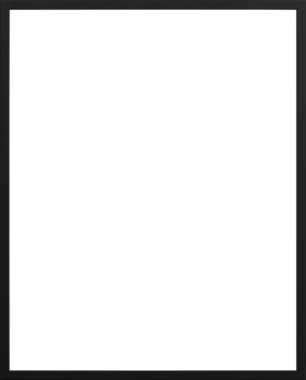A framed black canvas, enclosed in the sleek Frame Black wooden frame, contrasts starkly with its surroundings to create a minimalist art piece. High-quality acrylic glass completes this elegant and clear ensemble.