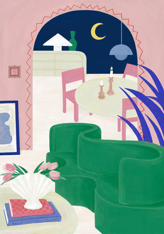 Living Room by Night Poster
