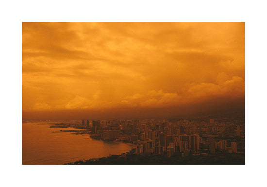 Honolulu captured from above with a yellow filter.