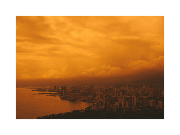 Honolulu captured from above with a yellow filter.