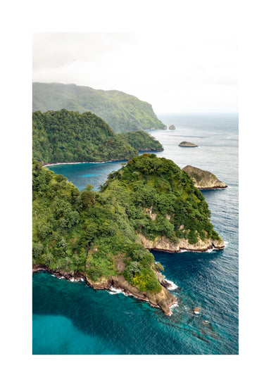The Caribbean island Tortuga with lush jungle surrounded by turquoise waters