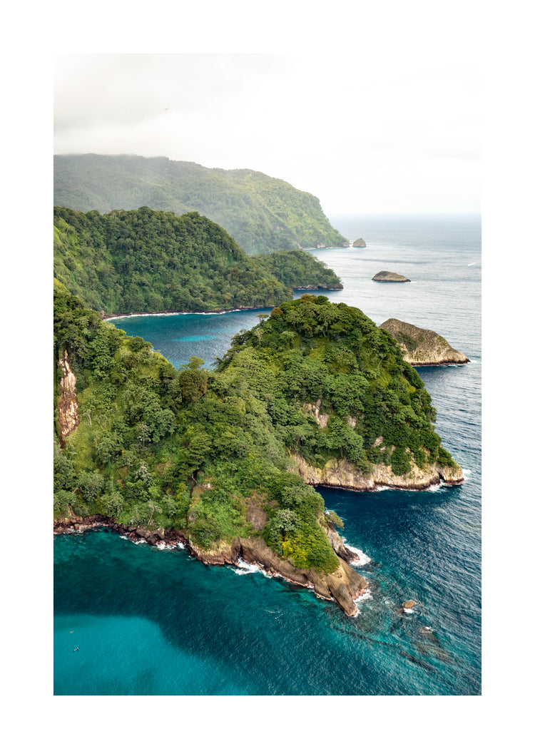 The Caribbean island Tortuga with lush jungle surrounded by turquoise waters