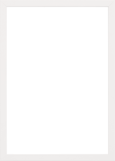 The Frame White product features a framed picture with a plain white border around a black rectangular area, evoking classic black and white posters.
