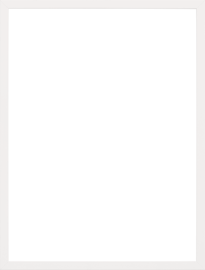 A thin black rectangle with rounded corners, resembling a blank digital screen, is centered on a white background as if its the Frame White product, ideal for displaying sleek black and white posters.