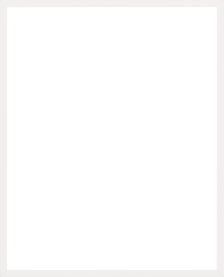 The Frame White is a vintage-inspired instant photo frame with a blank black center, encased in an off-white wooden frame. The slightly worn texture suggests age, giving it the classic appeal of timeless black and white posters.