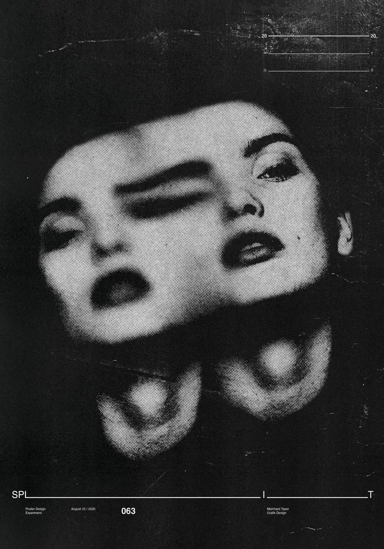 Greyscale photograph of a woman visualizing what it is like to be in two minds.