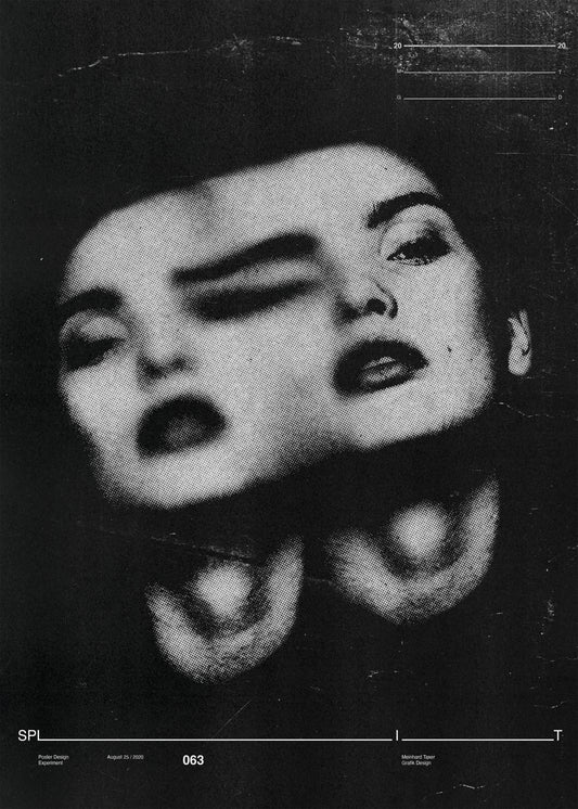 Greyscale photograph of a woman visualizing what it is like to be in two minds.